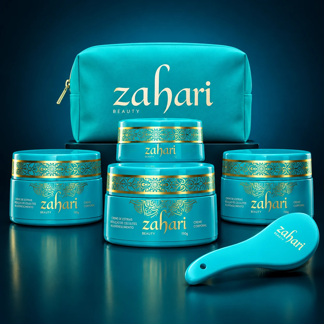 Zahari, kit com 4 potes, nécessaire e escova de brinde